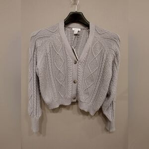 Cozy Metallic Cable Knit Cropped Cardigan